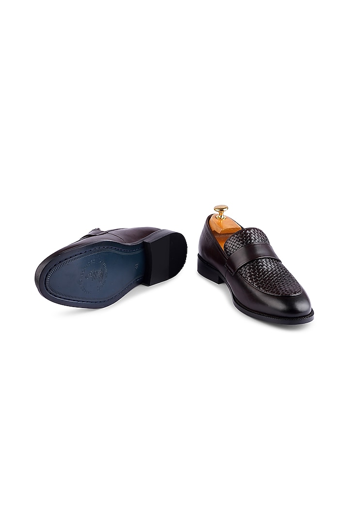 Brown Supple Leather Handwoven Loafers by Cordwainers at Pernia's Pop Up Shop