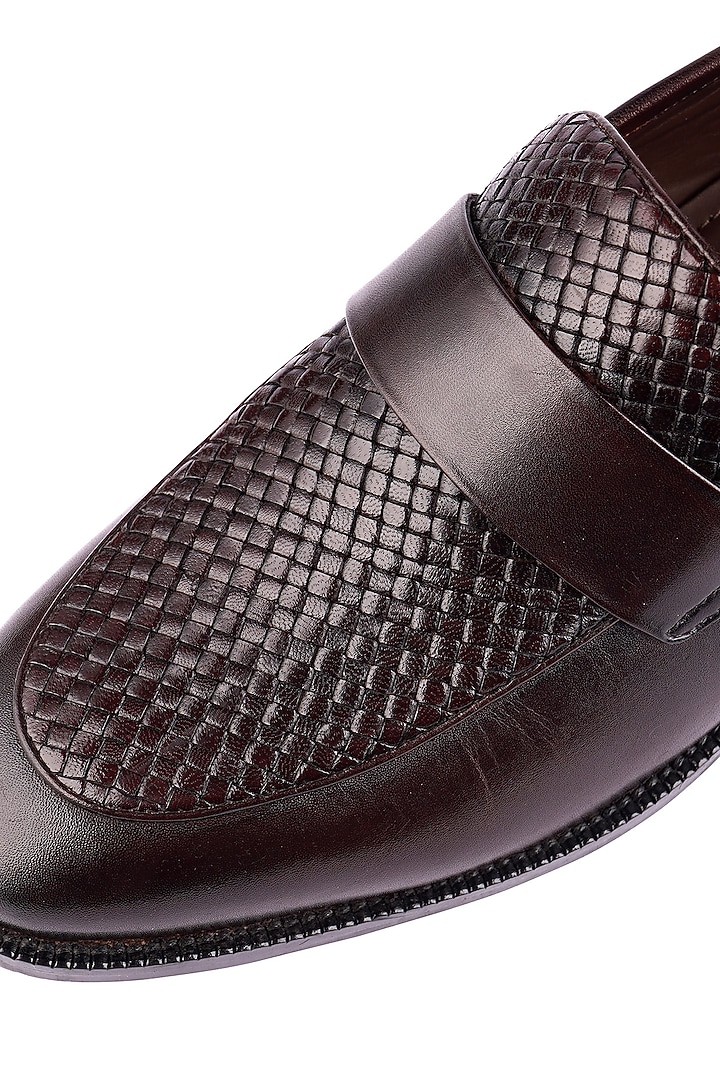 Brown Supple Leather Handwoven Loafers by Cordwainers at Pernia's Pop Up Shop