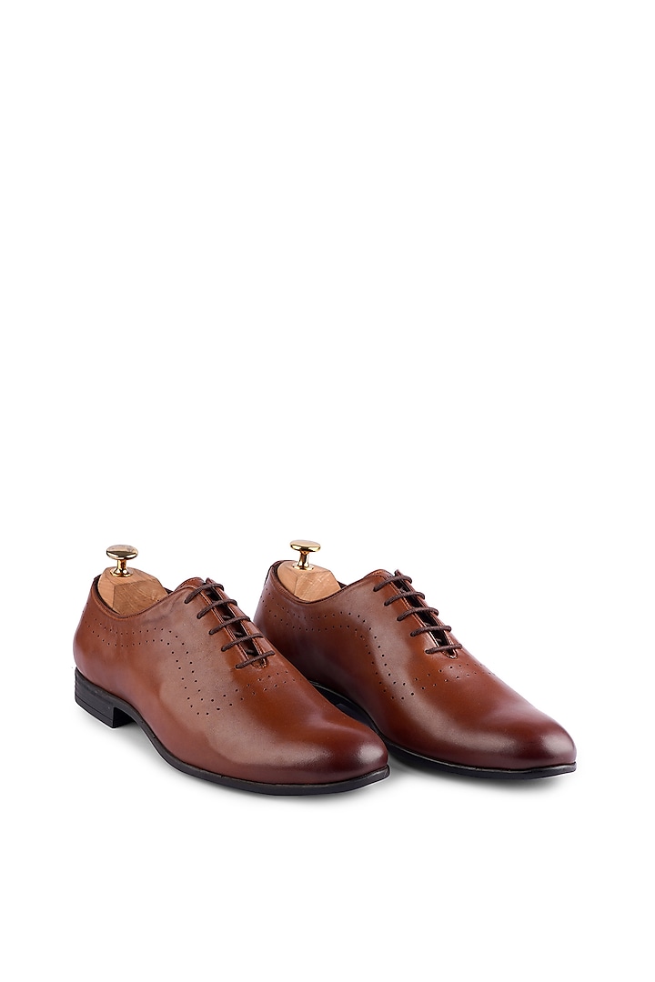 Brown Leather Lace-Up Brogues by Cordwainers