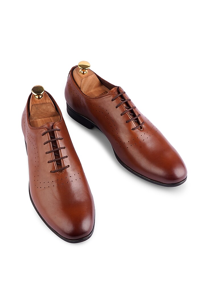 Brown Leather Lace-Up Brogues by Cordwainers at Pernia's Pop Up Shop