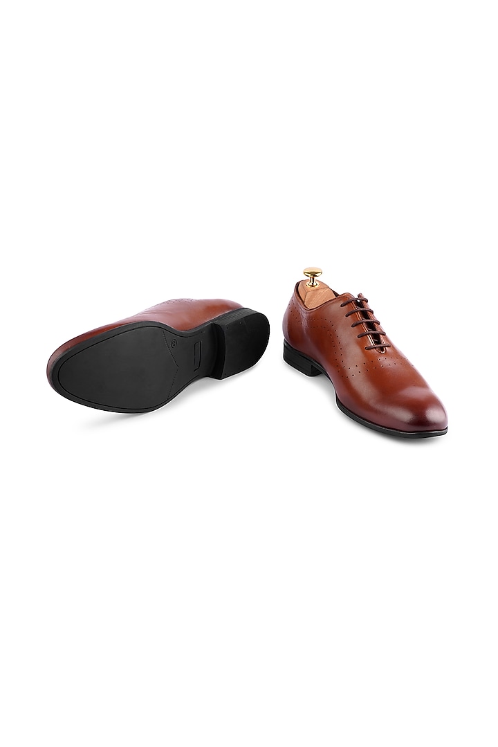 Brown Leather Lace-Up Brogues by Cordwainers at Pernia's Pop Up Shop