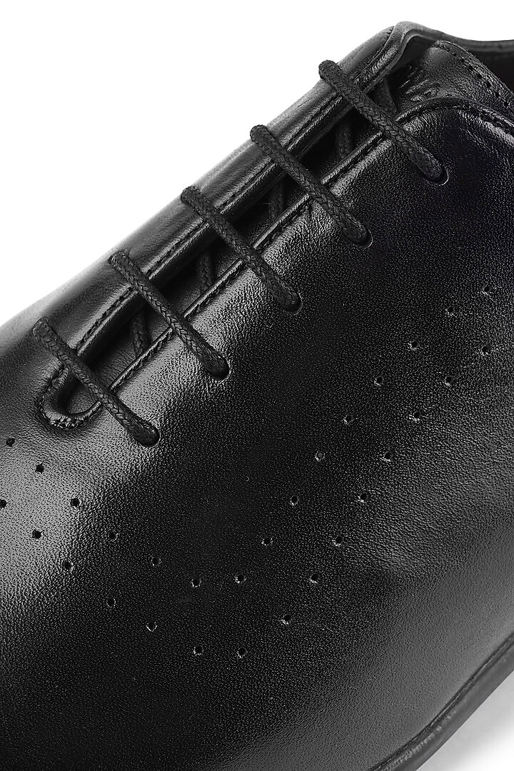 Black Leather Lace-Up Brogues by Cordwainers at Pernia's Pop Up Shop