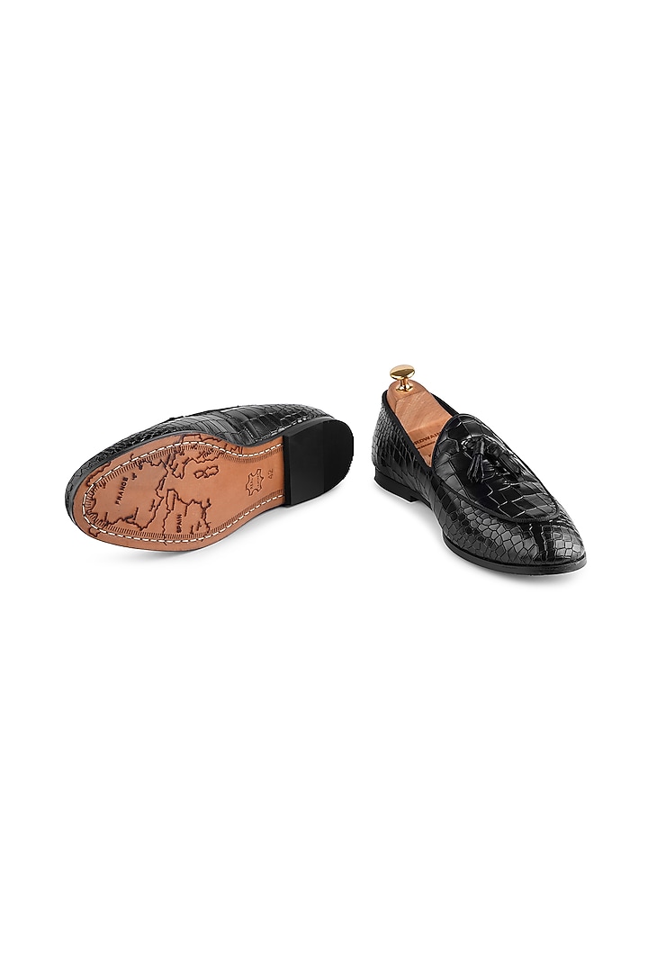Black Premium Crocodile Leather Loafers by Cordwainers at Pernia's Pop Up Shop
