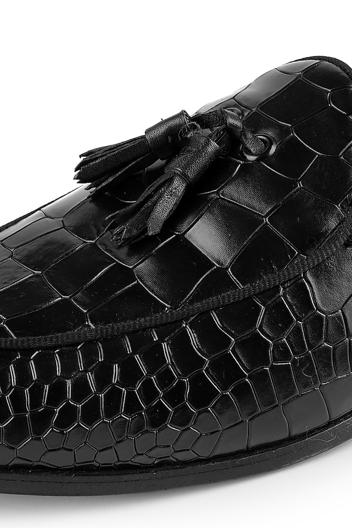 Black Premium Crocodile Leather Loafers by Cordwainers at Pernia's Pop Up Shop