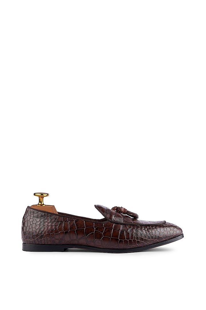 Brown Premium Crocodile Leather Loafers by Cordwainers at Pernia's Pop Up Shop
