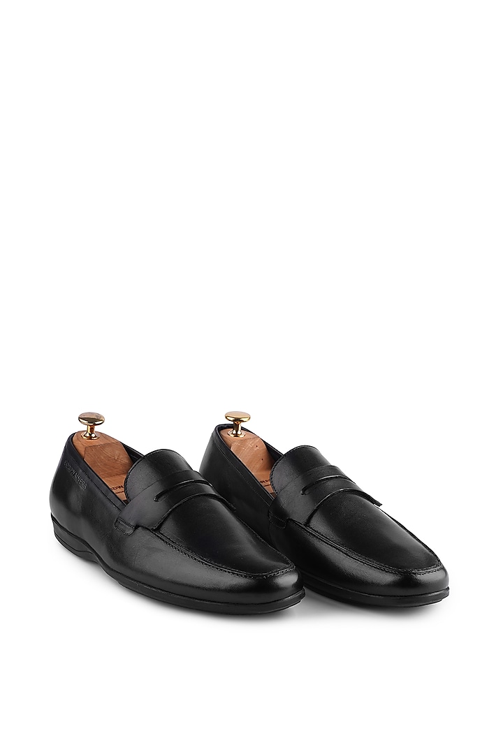 Black Supple Leather Handcrafted Loafers by Cordwainers