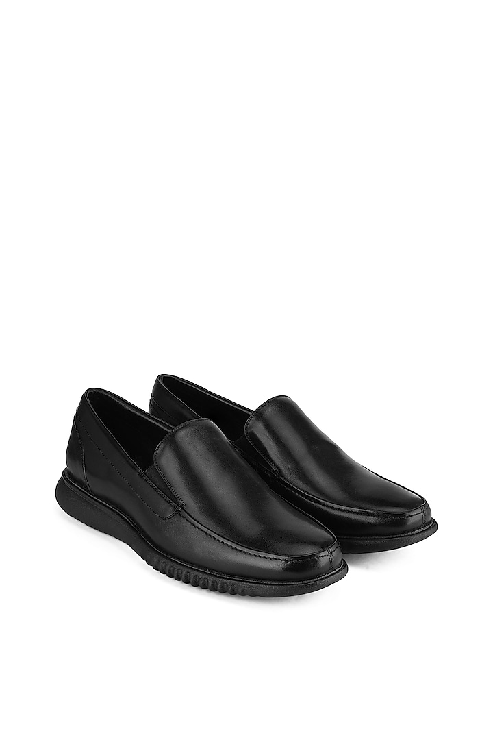 Black Leather Slip On Shoes by Cordwainers