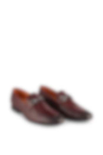 Cherry Leather Slip On Shoes by Cordwainers