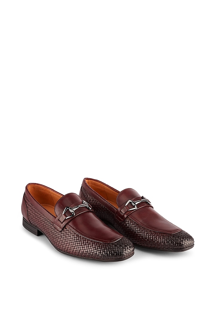 Cherry Leather Slip On Shoes by Cordwainers