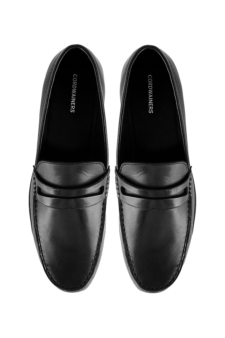 Black Leather Loafers by Cordwainers at Pernia's Pop Up Shop