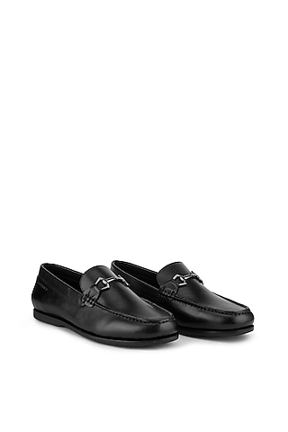 Black Leather Slip On Shoes by Cordwainers