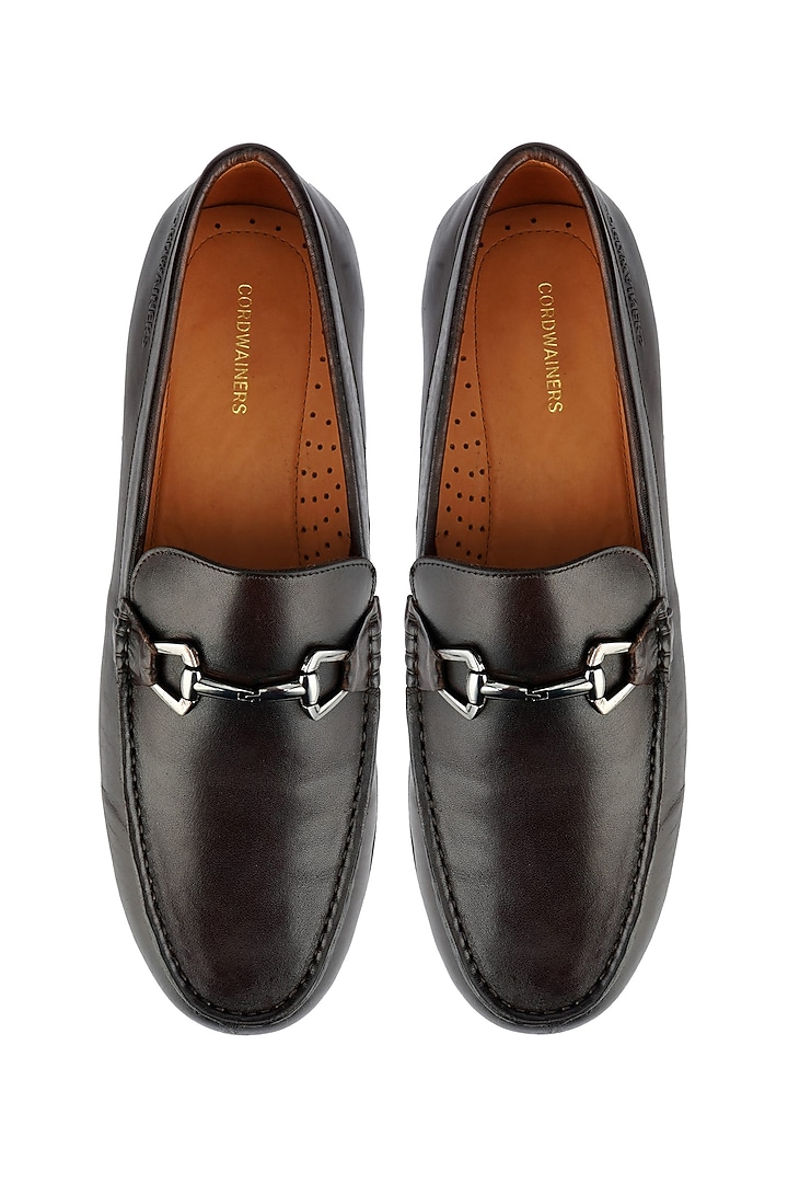 Dark Brown Leather Slip On Shoes by Cordwainers at Pernia's Pop Up Shop