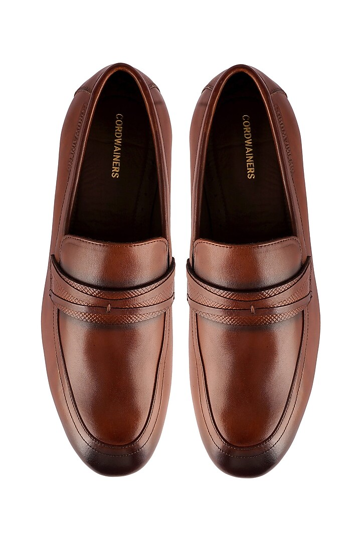 Tan Brown Leather Loafers by Cordwainers at Pernia's Pop Up Shop