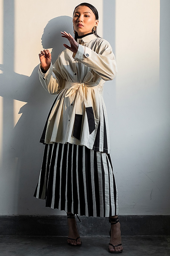 White Pleated Skirt Set by Corpora Studio