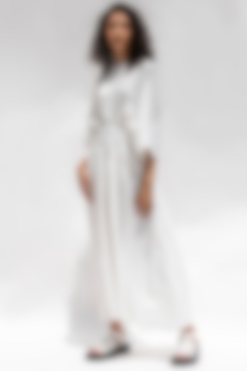 White Knife Pleated Dress by Corpora Studio