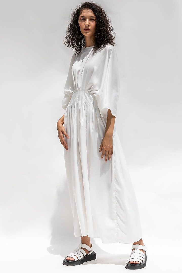 White Knife Pleated Summer Dress by Corpora Studio at Pernia's Pop Up Shop