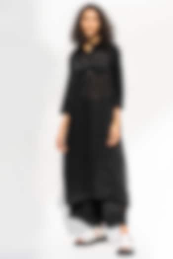 Black Sheer Kurta Set by Corpora Studio at Pernia's Pop Up Shop