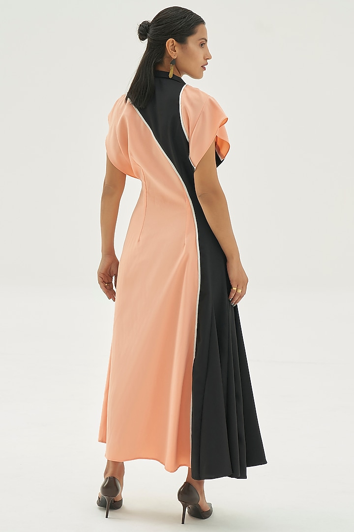 Black & Peach Color Blocked Summer Dress by Corpora Studio at Pernia's Pop Up Shop
