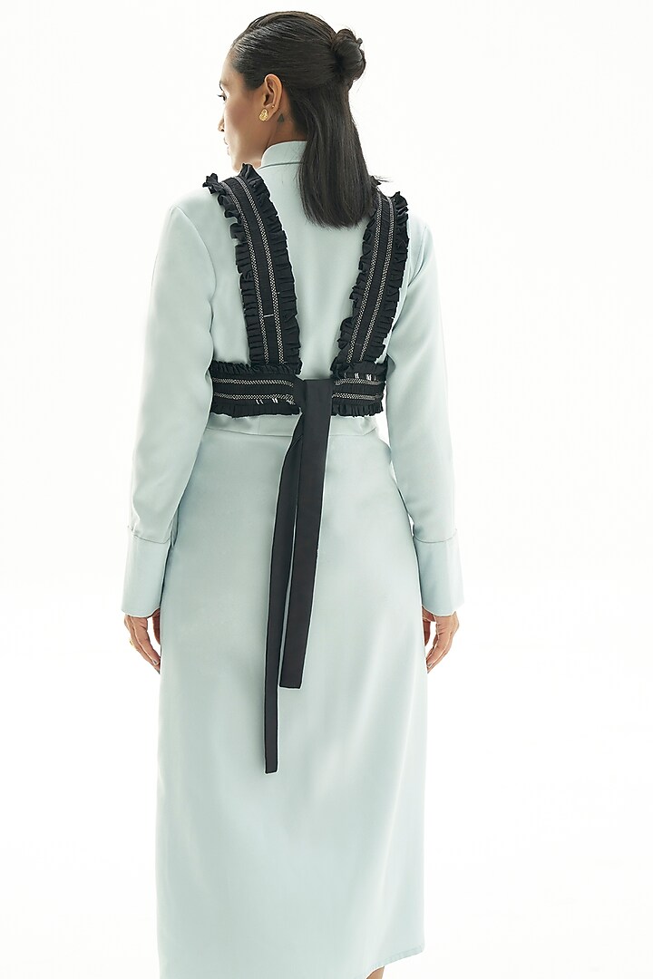 Powder Blue & Black Bustier Summer Dress by Corpora Studio at Pernia's Pop Up Shop