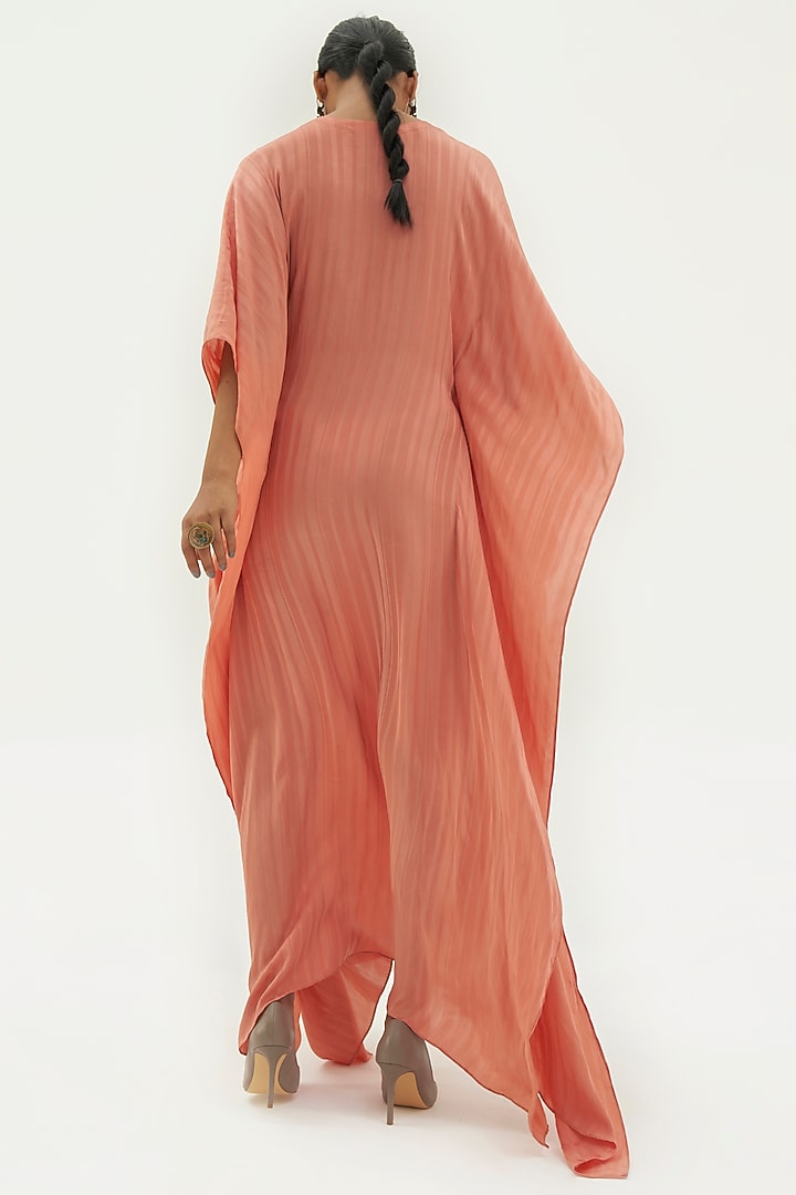 Pastel Peach Pleated Kaftan by Corpora Studio at Pernia's Pop Up Shop