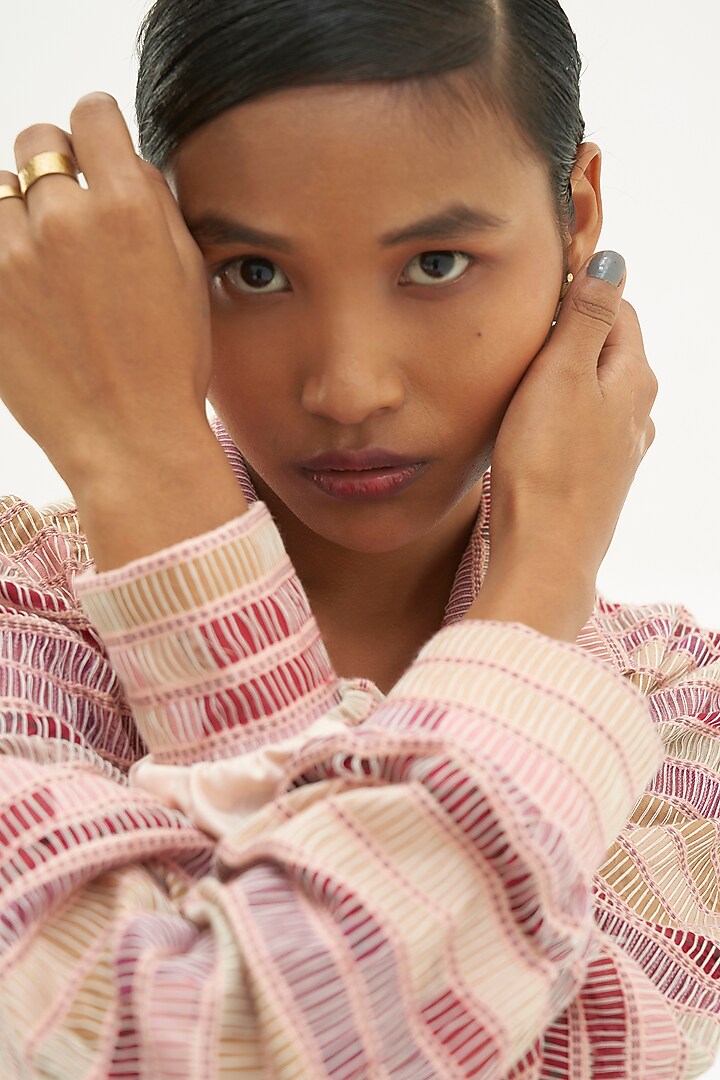Light Pink Handwoven Cotton Co-Ord Set by Corpora Studio at Pernia's Pop Up Shop
