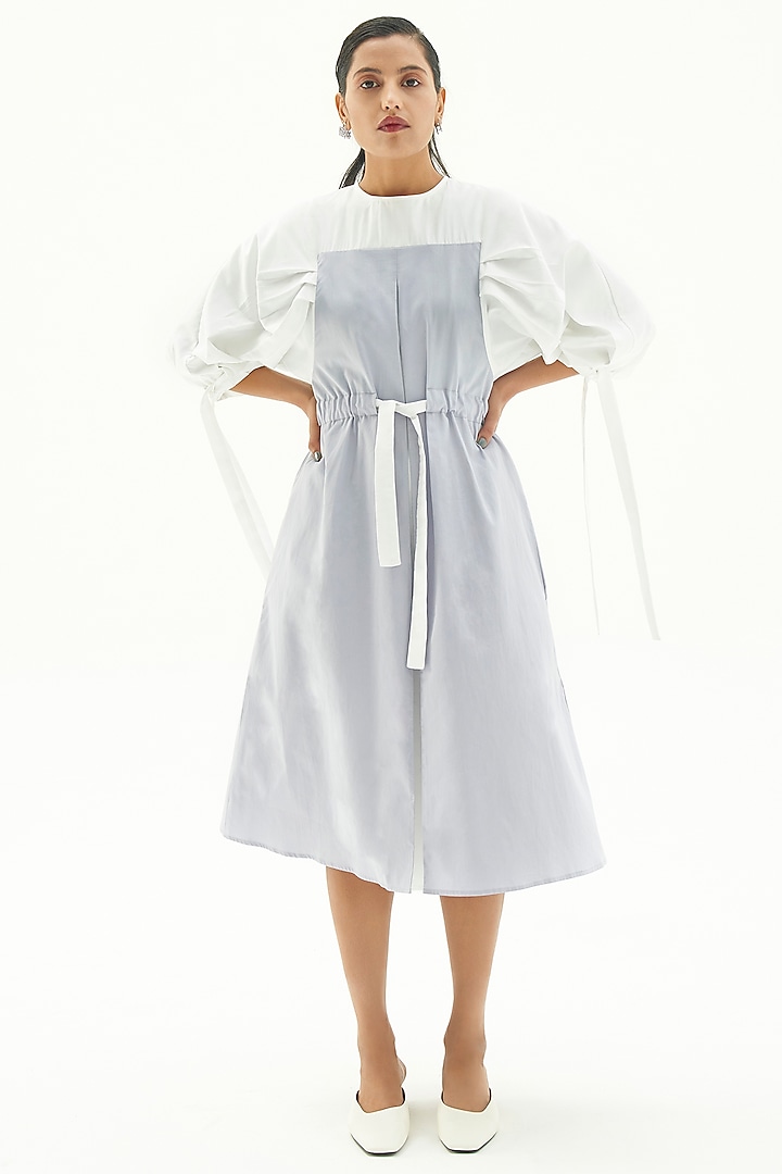 White Color Blocked Dress by Corpora Studio