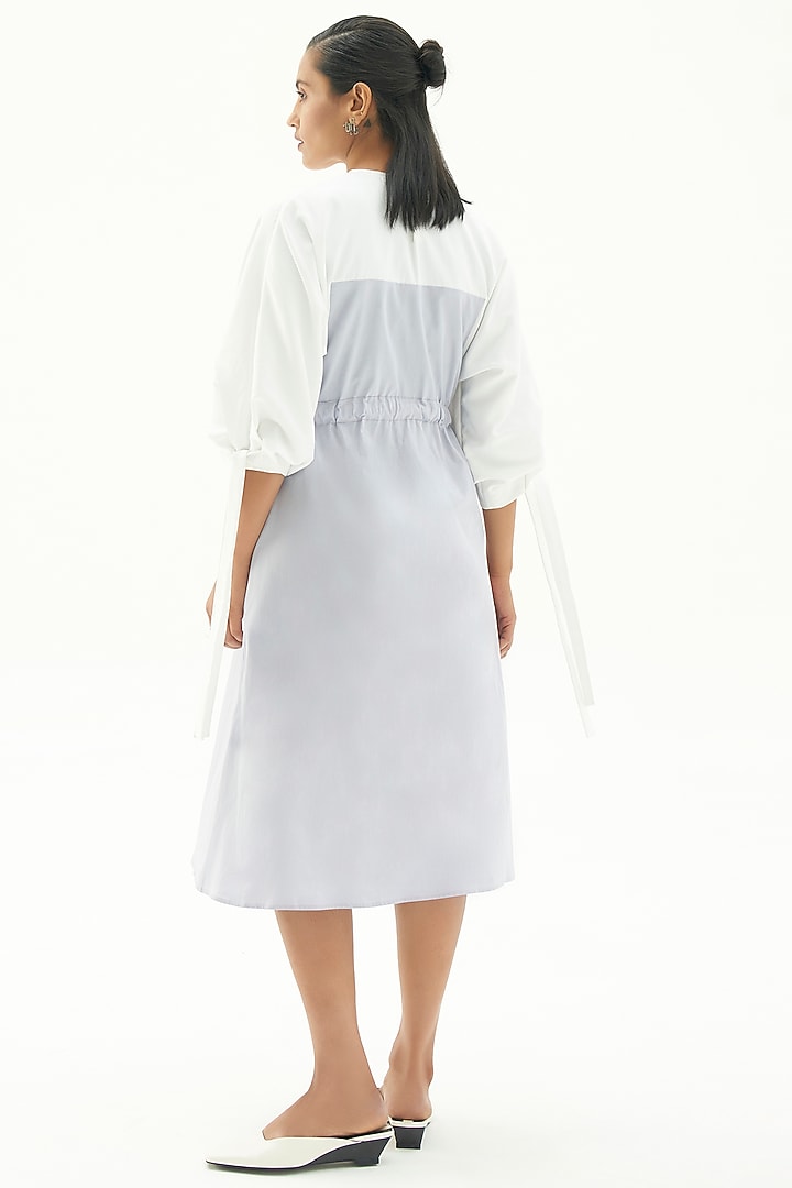 White Color Blocked Summer Dress by Corpora Studio at Pernia's Pop Up Shop