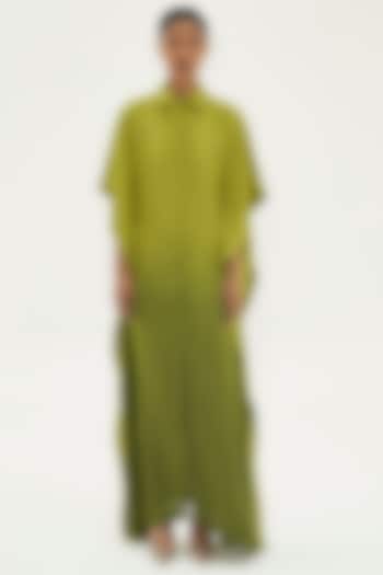 Green Ombre Viscose Silk Kaftan by Corpora Studio