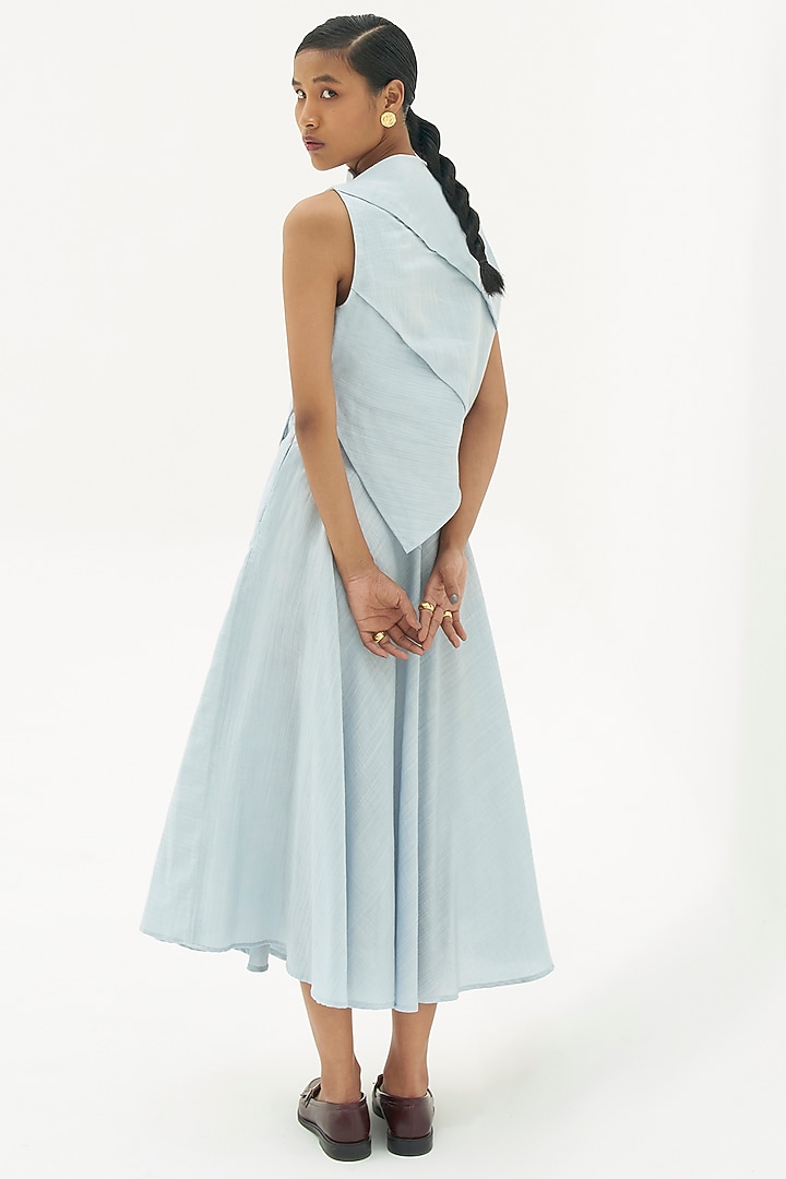 Powder Blue Flared Skirt Set by Corpora Studio at Pernia's Pop Up Shop