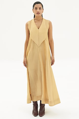 Chrome Gold Sleeveless Dress by Corpora Studio