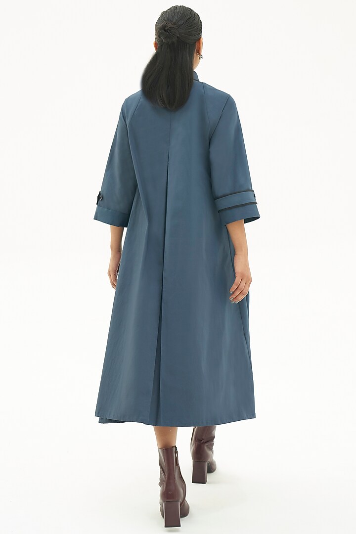 Dusty Blue Cotton Summer Shirt Dress by Corpora Studio at Pernia's Pop Up Shop