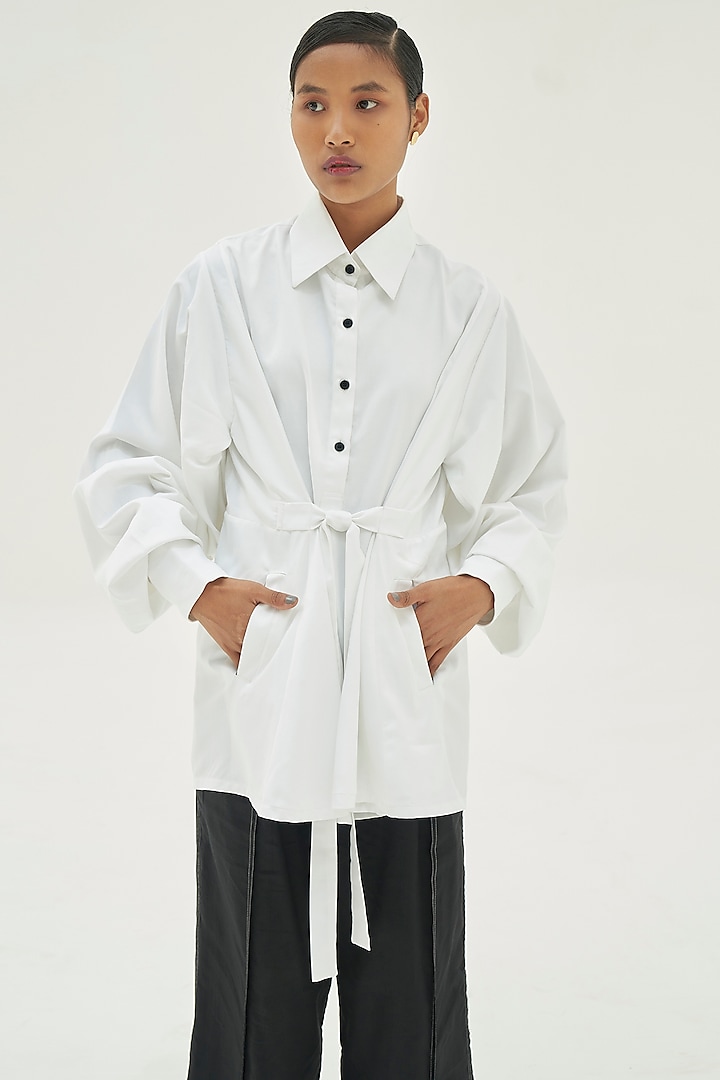 White Cotton Collared Shirt by Corpora Studio