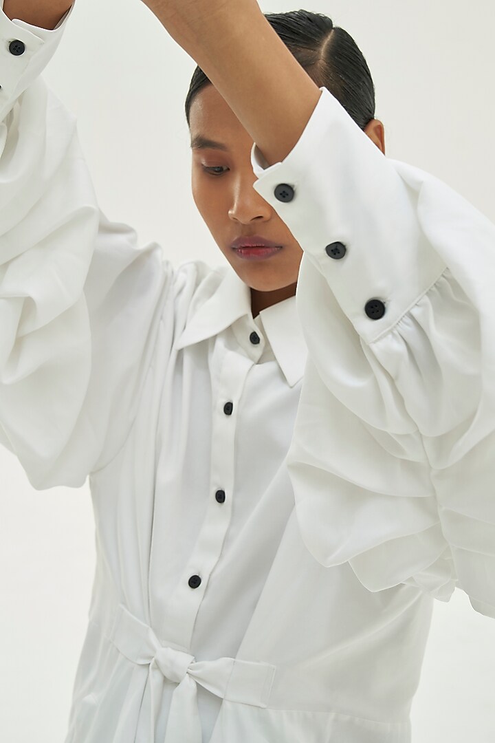 White Cotton Collared Shirt by Corpora Studio at Pernia's Pop Up Shop