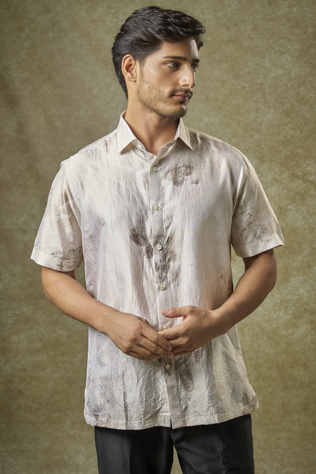 White Mulberry Silk Shirt by Coral by Seema Men