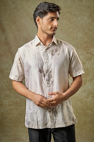 White Mulberry Silk Shirt by Coral by Seema Men