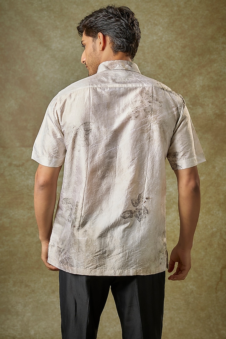 White Mulberry Silk Party Wear Shirt by Coral by Seema Men at Pernia's Pop Up Shop