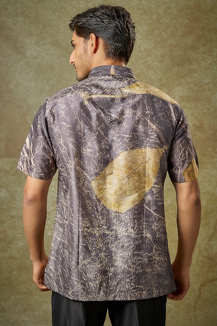 Grey Mulberry Silk Party Wear Shirt by Coral by Seema Men at Pernia's Pop Up Shop