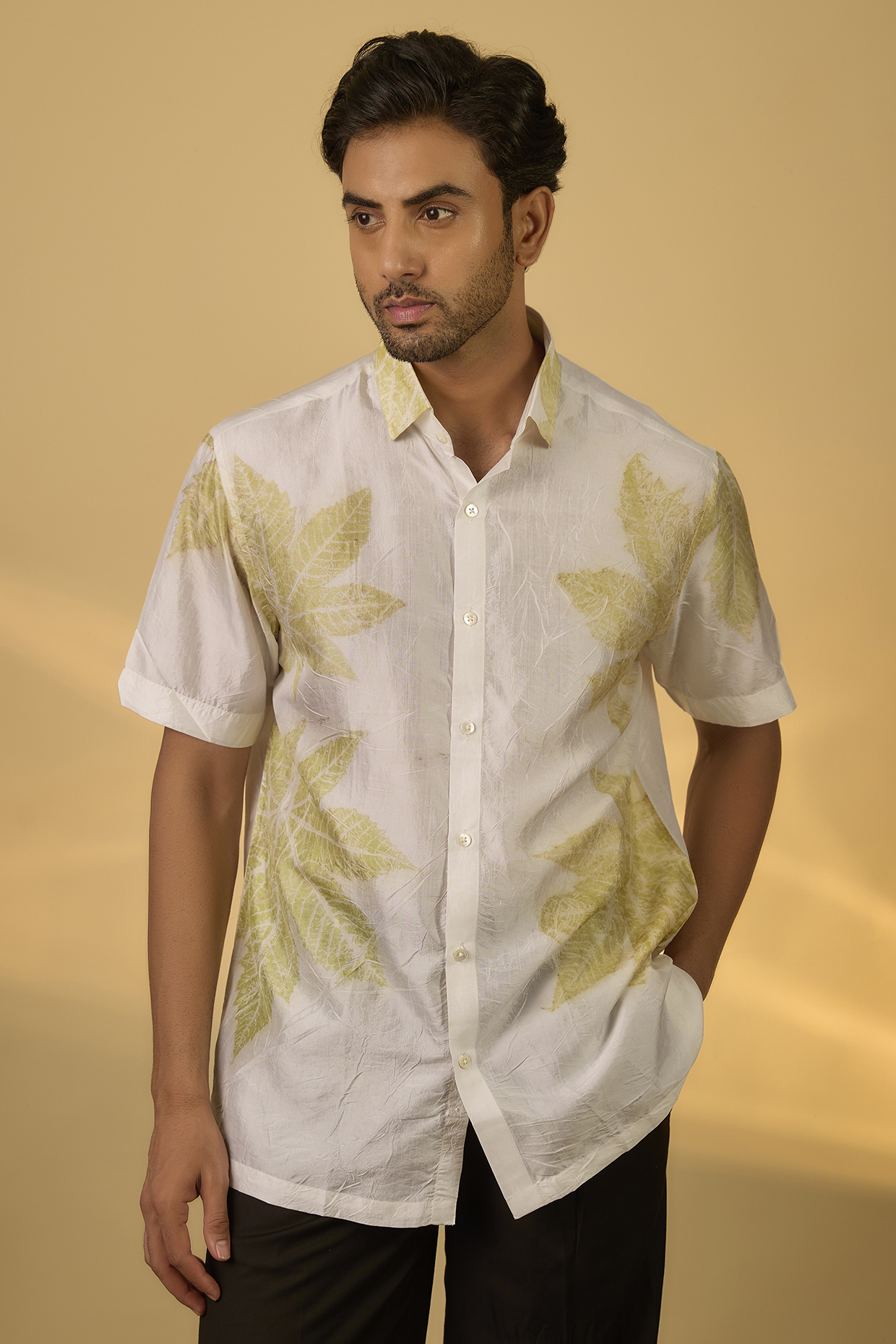 White Mulberry silk Shirt by Coral by Seema Men