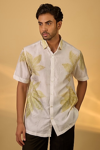 White Mulberry silk Shirt by Coral by Seema Men