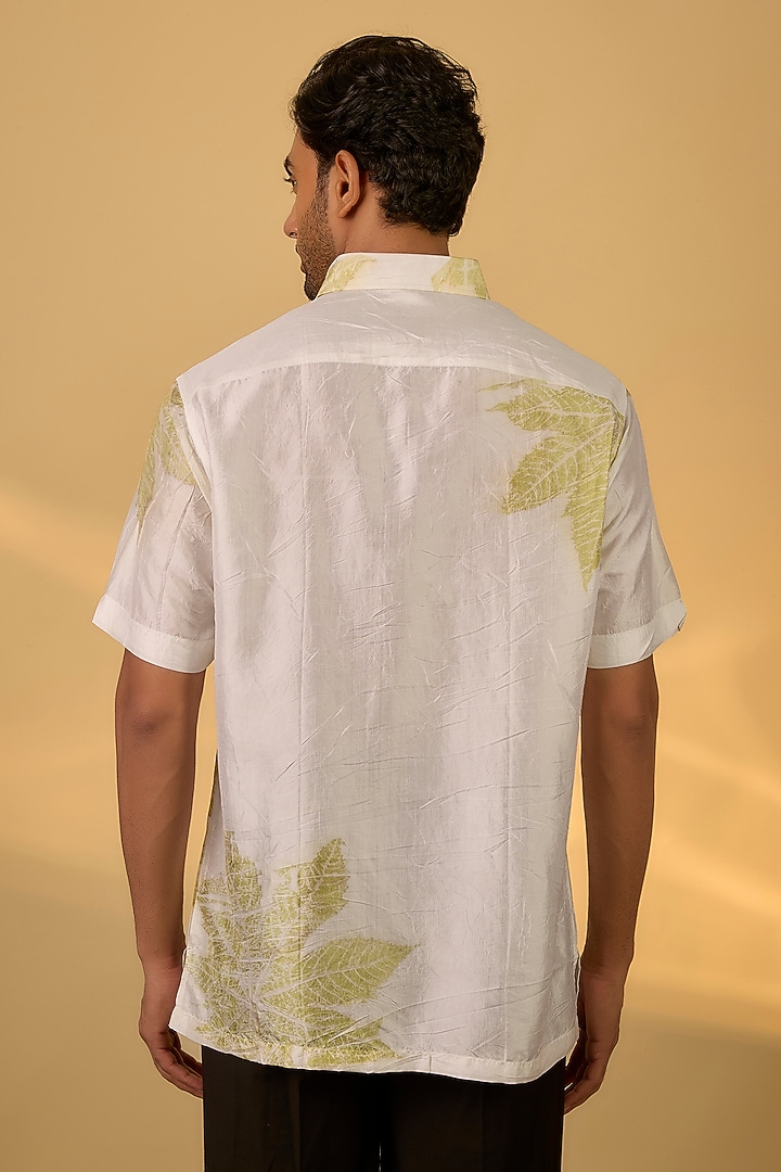 White Mulberry silk Party Wear Shirt by Coral by Seema Men at Pernia's Pop Up Shop