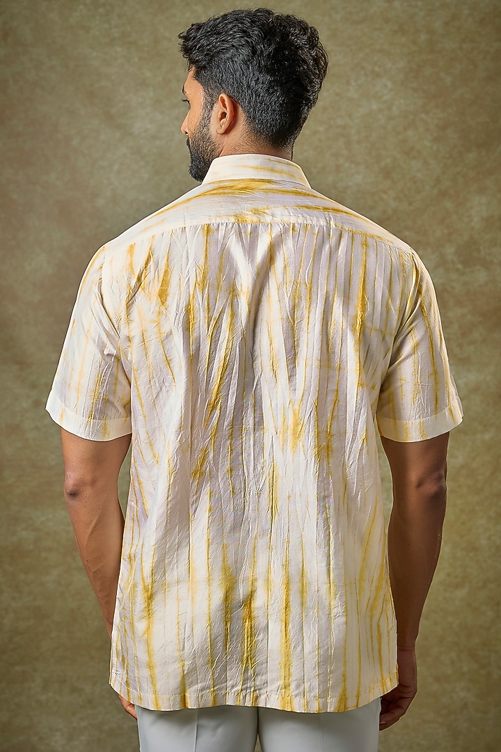 Yellow Mulberry Silk Party Wear Shirt by Coral by Seema Men at Pernia's Pop Up Shop
