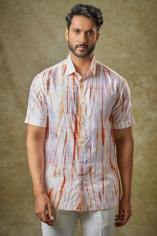 Red Mulberry Silk Shirt by Coral by Seema Men