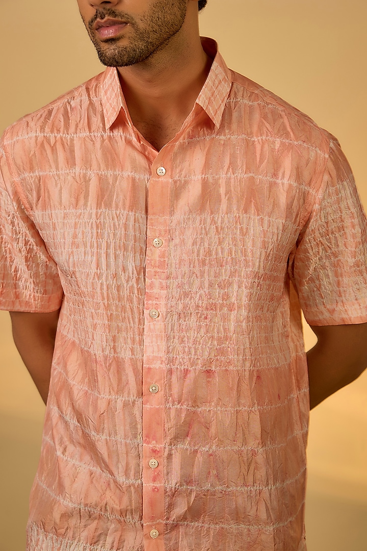 Coral Mulberry silk Party Wear Shirt by Coral by Seema Men at Pernia's Pop Up Shop