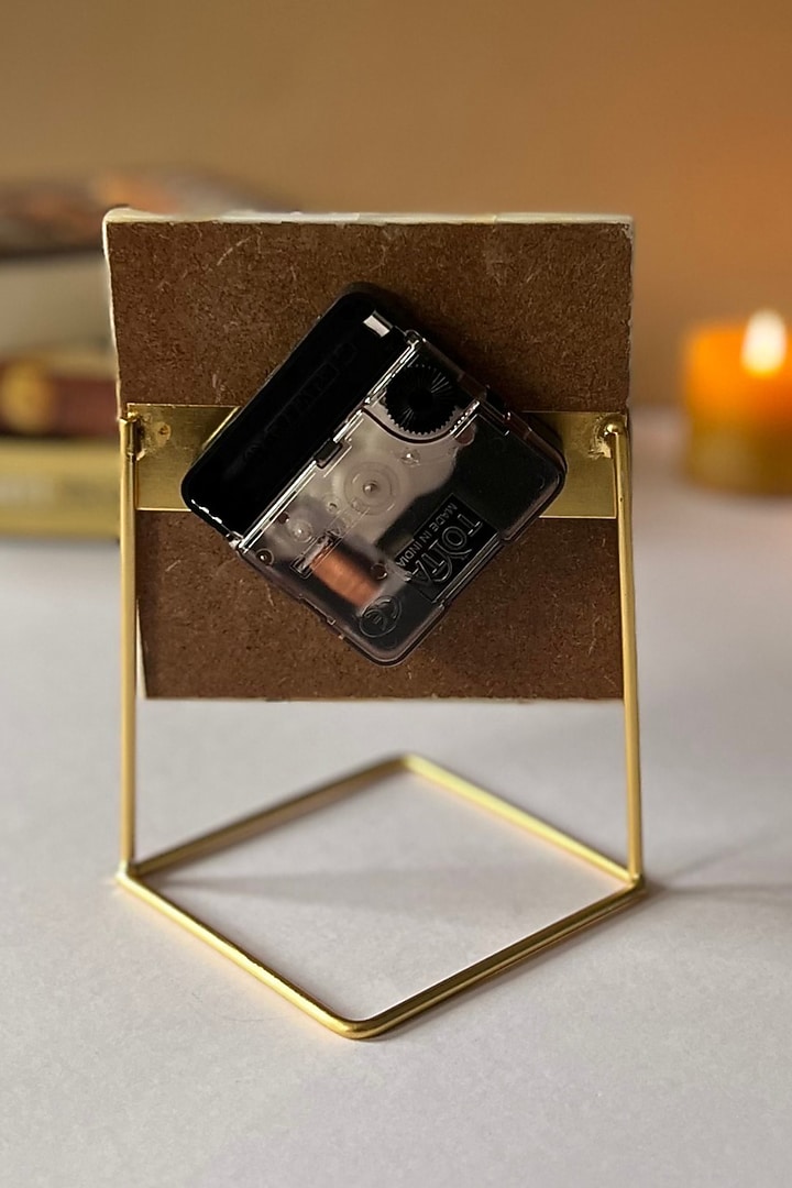 White Mother Of Pearl Square Desk Clock by Home Jewels by Cotton Indya at Pernia's Pop Up Shop