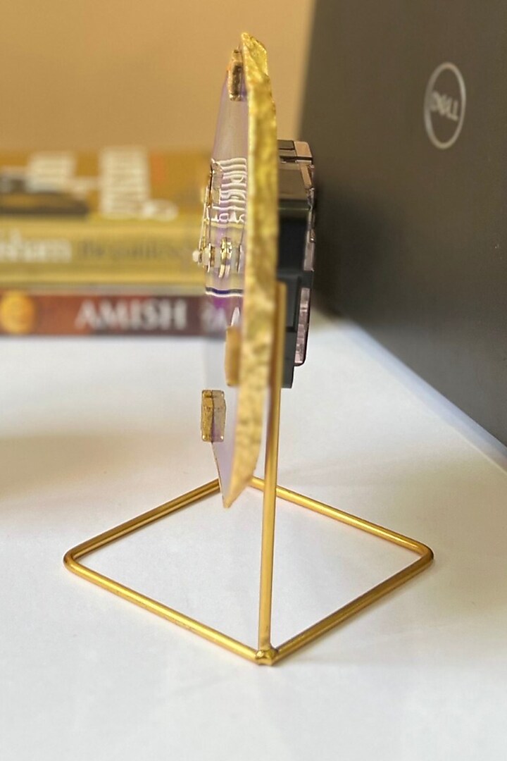 Purple Brazilian Agate Desk Clock With Metal Stand by Home Jewels by Cotton Indya at Pernia's Pop Up Shop