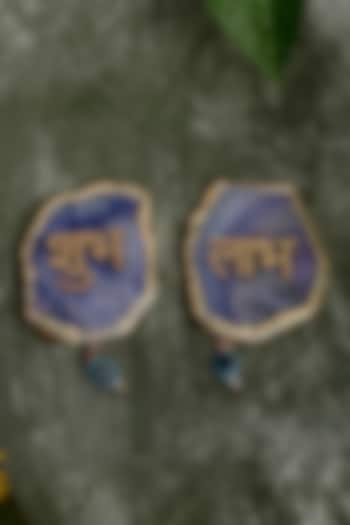 Blue Agate Shubh Labh Door Hangings (Set of 2) by Home Jewels by Cotton Indya