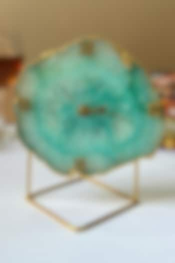 Green Agate Desk Clock With Metal Stand by Home Jewels by Cotton Indya at Pernia's Pop Up Shop