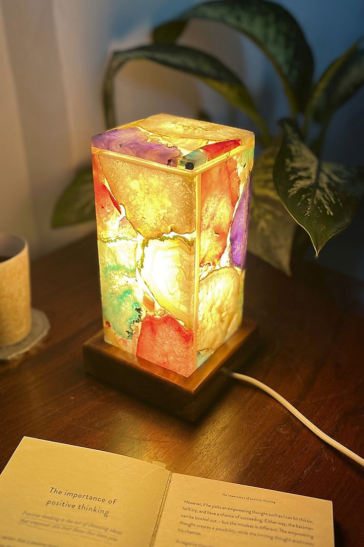 Multi-Colored Agate Table Lamp by Home Jewels by Cotton Indya