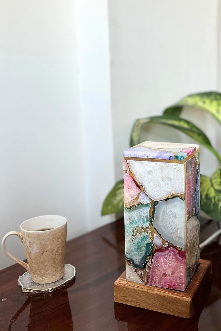 Multi-Colored Agate Table Lamp by Home Jewels by Cotton Indya at Pernia's Pop Up Shop