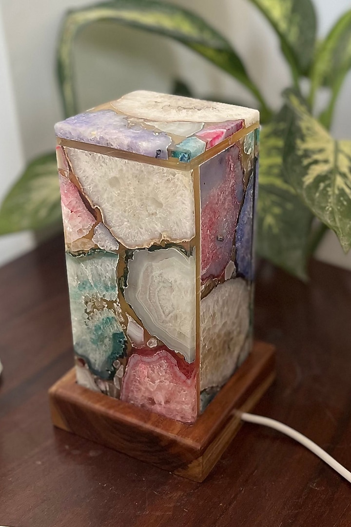 Multi-Colored Agate Table Lamp by Home Jewels by Cotton Indya at Pernia's Pop Up Shop